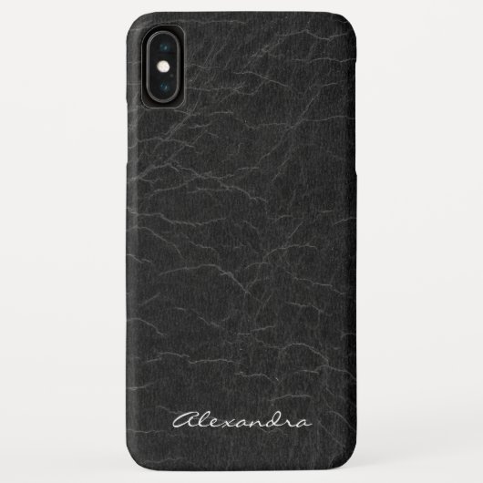 Monogramm für Imitate Schwarzes Leder Case-Mate iPhone Hülle (Rückseite)