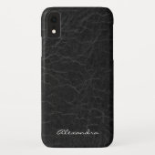 Monogramm für Imitate Schwarzes Leder Case-Mate iPhone Hülle (Rückseite)