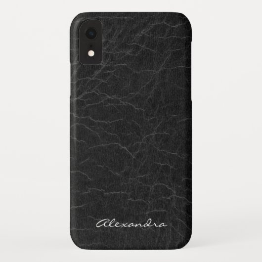 Monogramm für Imitate Schwarzes Leder Case-Mate iPhone Hülle (Rückseite)