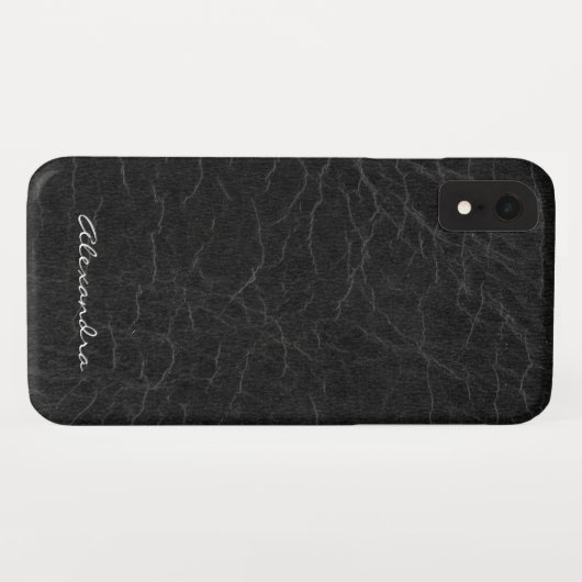 Monogramm für Imitate Schwarzes Leder Case-Mate iPhone Hülle (Rückseite (Horizontal))