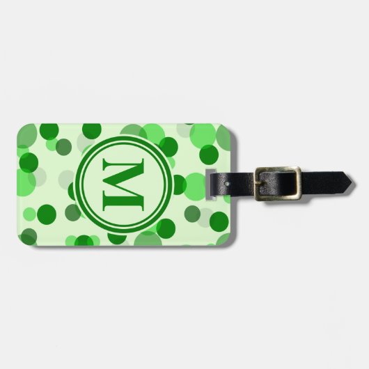 Monogramm für individuell anpassbare grüne Spots Gepäckanhänger (Vorderseite horizontal)