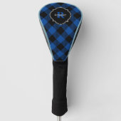 Monogramm für Karierte Bezeichnung in Blau und Sch Golf Headcover (Vorderseite)