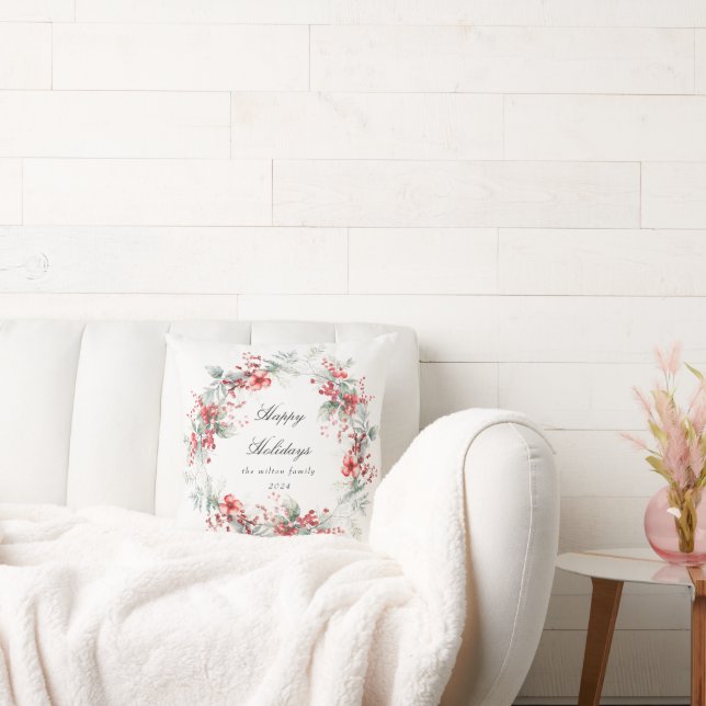 Monogramm für klassische Weihnachtsberries Kissen (Liege)