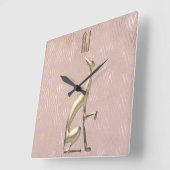Monogramm für kleine Rose Gold Dog Quadratische Wanduhr (Winkel)