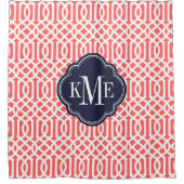 Monogramm für Korallen und Marine Trellis Duschvorhang (Vorderseite)