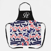 Monogramm für künstlerisches Blau und Orange-Acryl Schürze (Vorderseite)