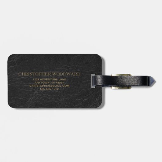 Monogramm für Ledergoldkreise aus schwarzem Imitat Gepäckanhänger (Rückseite horizontal)