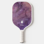 Monogramm für lila Aquarellfarben Pickleball Schläger (Rückseite)
