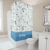 Monogramm für Lila Aquarellfarben-Wildblume Duschvorhang (Beispiel)