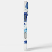 Monogramm für lila blaue Eleganfarbene Blume Case-Mate iPhone Hülle (Rückseite / Rechts)