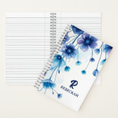 Monogramm für lila blaue Eleganfarbene Blume Notizblock (Innen)