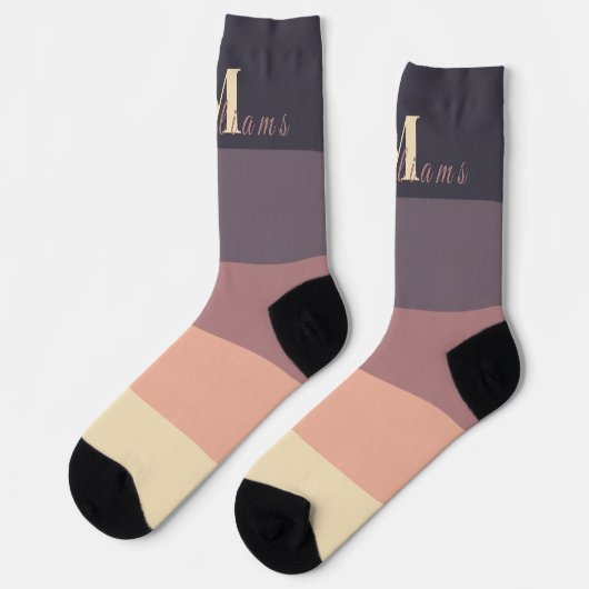 Monogramm für Lila ColorBlock-Vorlagen Socken (Linkes Detail)