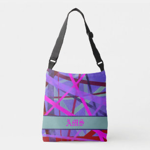 Monogramm für Lila geometrische Linien, rosa und r Tragetaschen Mit Langen Trägern