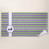Monogramm für lila, grüne und weiße Streifen Strandtuch (Vorderseite)