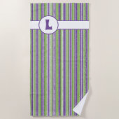 Monogramm für lila, grüne und weiße Streifen Strandtuch (Vorderseite)