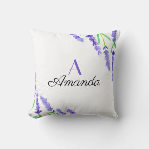 Monogramm für Lila Lavendel Kissen