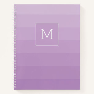Monogramm für lila Lavendel-Streifen Notizblock