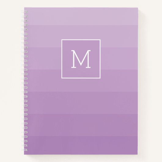 Monogramm für lila Lavendel-Streifen Notizblock (Vorderseite)