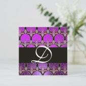 MONOGRAMM FÜR lila SCHWARZKARNATIONEN Einladung (Stehend Vorderseite)