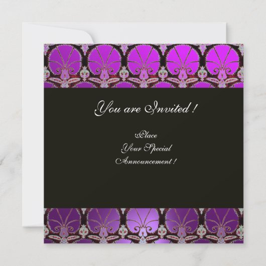 MONOGRAMM FÜR lila SCHWARZKARNATIONEN Einladung (Rückseite)