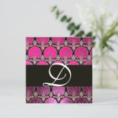 MONOGRAMM FÜR LILA SCHWARZKARNATIONEN EINLADUNG (Stehend Vorderseite)