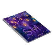 Monogramm für lila und blaues Laternenglühen Notizblock (Rechte Seite)