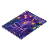 Monogramm für lila und blaues Laternenglühen Notizblock (Linke Seite)