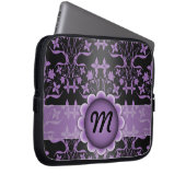 Monogramm für lila und schwarze Damaskus Laptopschutzhülle (Vorne Rechts)