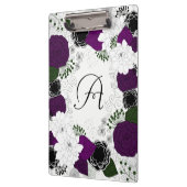 Monogramm für lila und weiße Blumenmuster Klemmbrett (Links)