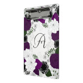 Monogramm für lila und weiße Blumenmuster Mini Klemmbrett (Gewinkelt2)