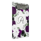 Monogramm für lila und weiße Blumenmuster Mini Klemmbrett (Schrägansicht)
