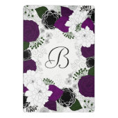 Monogramm für lila und weiße Blumenmuster Mini Klemmbrett (Rückseite)