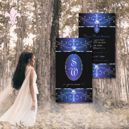 Monogramm für luxuriöse Verzierte Schwarz-Ornament Visitenkarte