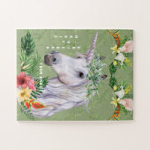 Monogramm für magische Einhorn-exotische tropische Puzzle (Horizontal)