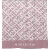 Monogramm für Mauve und weiße griechische Schlüsse Duschvorhang (Vorderseite)