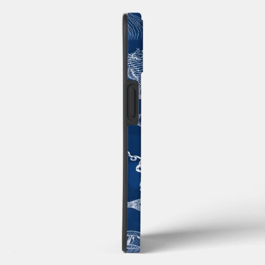 Monogramm für Meerestiere mit blauer Wasserfarbe Case-Mate iPhone Hülle (Rückseite / Rechts)