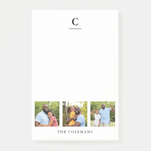 Monogramm für mehrere Foto Post-it Klebezettel (Vorderseite)