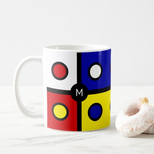 Monogramm für mehrfarbige Abstrakte Kunst Kaffeetasse (Mit Donut)