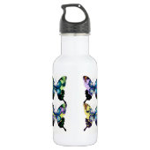 Monogramm für mehrfarbige Retro-Schmetterlinge Edelstahlflasche (Rückseite)