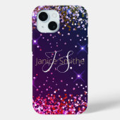 Monogramm für mehrfarbigen Glitzer Case-Mate iPhone Hülle (Rückseite)