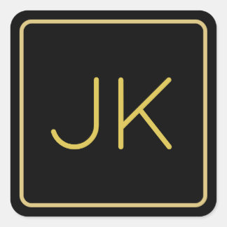 Monogramm für Minimalistische Typografie aus Gold  Quadratischer Aufkleber