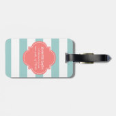 Monogramm für Minze und Korallenstreifen Gepäckanhänger (Rückseite horizontal)