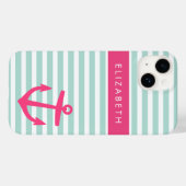 Monogramm für Minze und rosa Nasenstreifen Case-Mate iPhone Hülle (Rückseite (Horizontal))