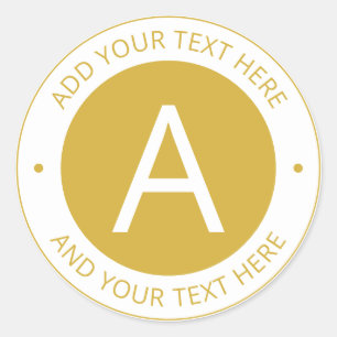 Monogramm für moderne Gold/Weiß-Logos Runder Aufkleber