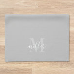 Monogramm für moderne graue Personalisierte Famili Geschirrtuch<br><div class="desc">Modernes,  modernes Küchenhandtuch mit personalisiertem Familiennamen Monogramm in moderner Handkalligraphie.</div>