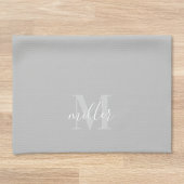 Monogramm für moderne graue Personalisierte Famili Geschirrtuch