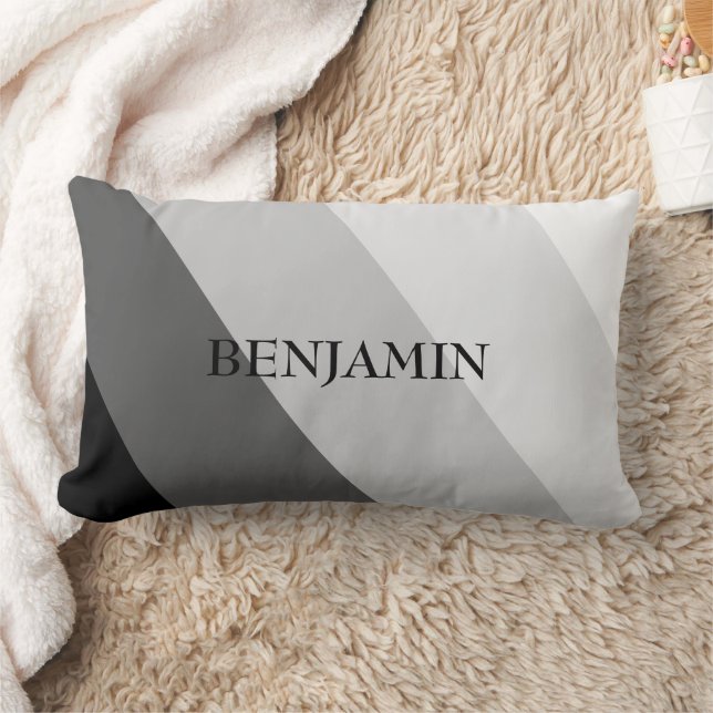 Monogramm für moderne graue Streifen Lendenkissen (Decke)