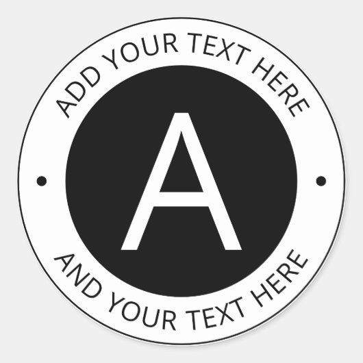Monogramm für moderne Schwarz/Weiß-Logos Runder Aufkleber (Vorderseite)