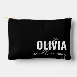 Monogramm für moderne Schwarz-Weiß-Namen Zubehörtasche