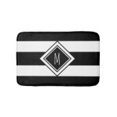 Monogramm für moderne Schwarz-Weiß-Streifen Badematte (Vorderseite)
